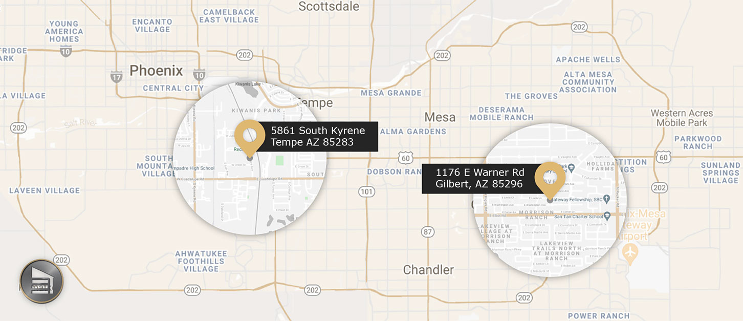 Same Day Garage Door Services Gilbert and Tempe Map
