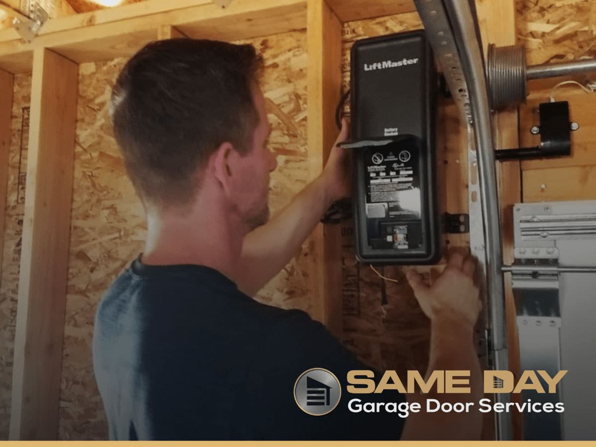 Same Day Garage Door expert doing a garage door maintenance